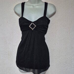 studio 1940 ** stylish top, Black with sequins and glitter, size Medium